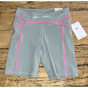 Nike Pro Womens Size S Grey Pink Mid Rise Tight Fit 7’’ Length Shorts NWT